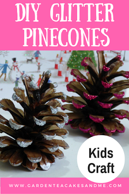 easy pine cone crafts Christmas glitter kids crafts christmas