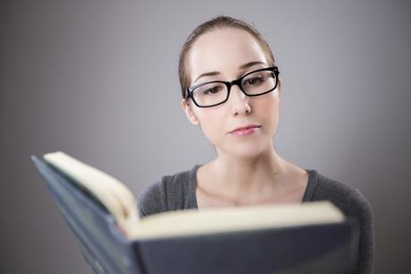  Intelligent woman reading book