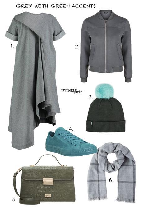 OUTFIT EDIT | GREY WITH GREEN ACCENTS