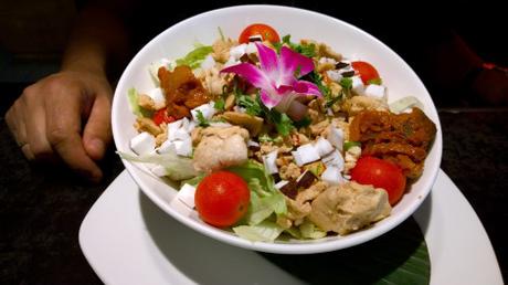 Asian fusion salad and rice dish in Frankfurt.