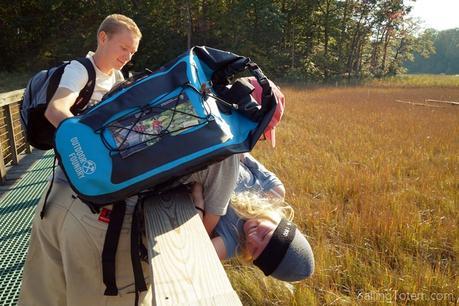 Jamie wearing Outdoor Foundry's backpack on during a dayhike in Maryland last month