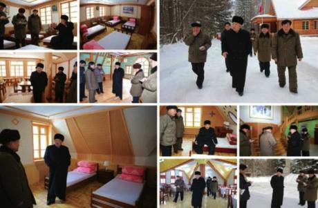 Kim Jong Un tours a camp for visitors to revolutionary battle and historical sites in Samjiyo'n County, Yanggang Province in photos which appeared on the bottom right of page 2 of the November 28, 2016 edition of Rodong Sinmun (Photos: Rodong Sinmun/KCNA).