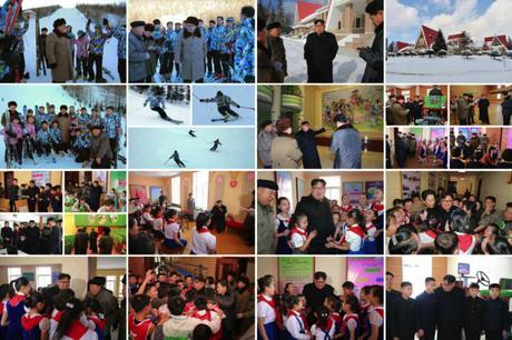 Photo spread of Kim Jong Un touring various places at the Samjiyo'n County Schoolchildren's Palace which appeared on the top of page 3 of the November 28, 2016 edition of the WPK daily newspaper Rodong Sinmun (Photos: Rodong Sinmun/KCNA).