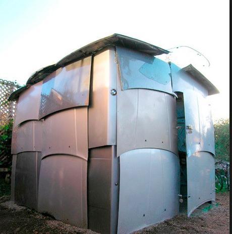 Car Hoods Transformed Into a Garden Shed