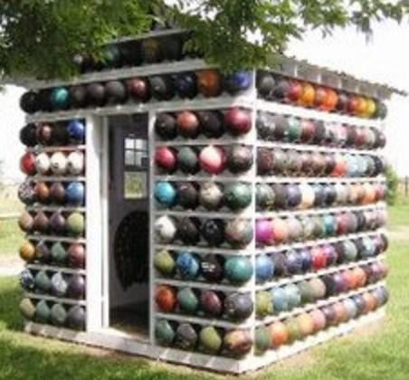 Bowling Balls Transformed Into a Garden Shed