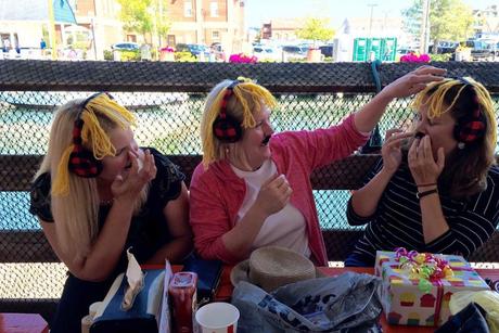 Preparing to blow the hipster restaurant crowd away with our epic dorkiness.