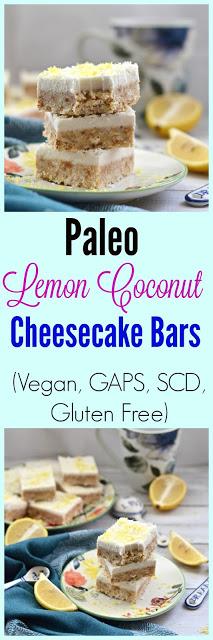 Paleo Lemon and Coconut Cheesecake Bars (Paleo, Gluten Free, SCD, GAPS, Vegan)