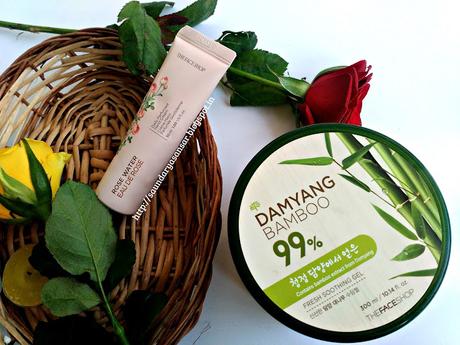 The Faces Shop in india, My Haul: Demyang Bamboo 99% gel, Rose water perfumed hand cream