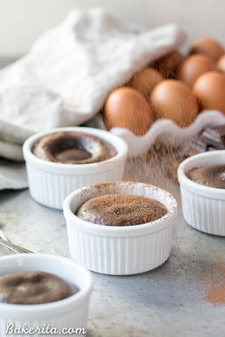 These Paleo Chocolate Melting Cakes are incredibly gooey, rich and chocolatey! This easy, five-ingredient recipe is a healthier take on Carnival's Chocolate Melting Cake. You'll love the melting, gooey center!