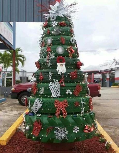 Christmas Tree Made From Recycled Tyres