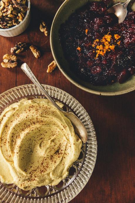Whole Grain Pumpkin Crepes with Cranberry Sauce, Walnuts & Pumpkin Spice Whipped Cream // www.WithTheGrains.com
