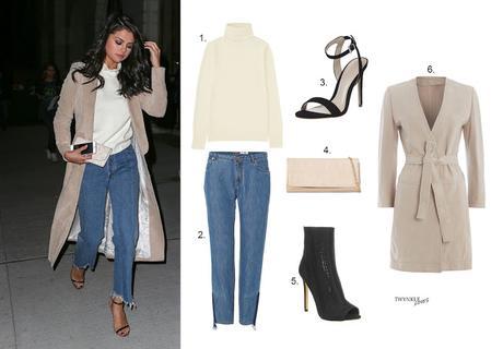 GET THE LOOK | SELENA GOMEZ' CAMEL COAT & FRAYED JEANS STREET STYLE