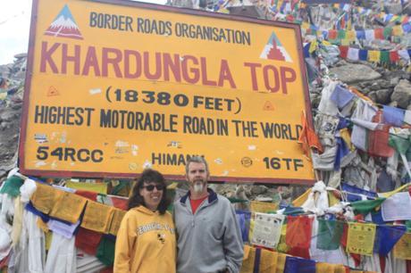 Lilla and I at the (reputed) highest motorable pass in the world