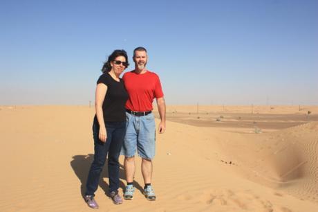 Lilla and I amid the dunes in the UAE near Dubai