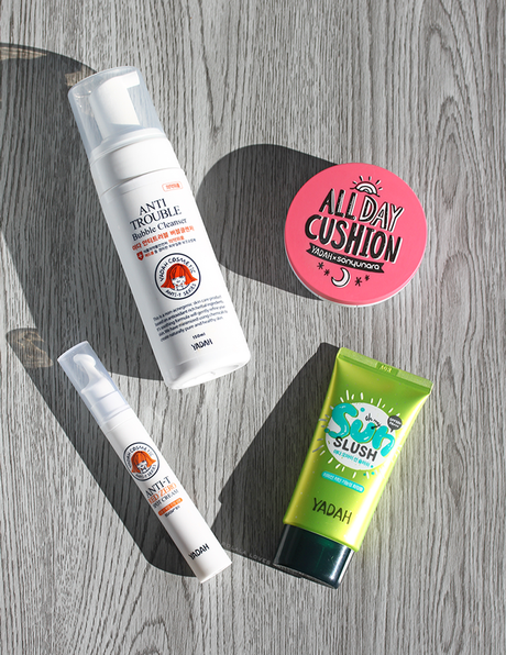 Yadah Review, Yadah Oh My Sun Slush, Yadah All Day Cushion, Yadah Anti Trouble, Yadah Anti Trouble Bubble Cleanser, Yadah Anti-T Red Zero Spot Cream