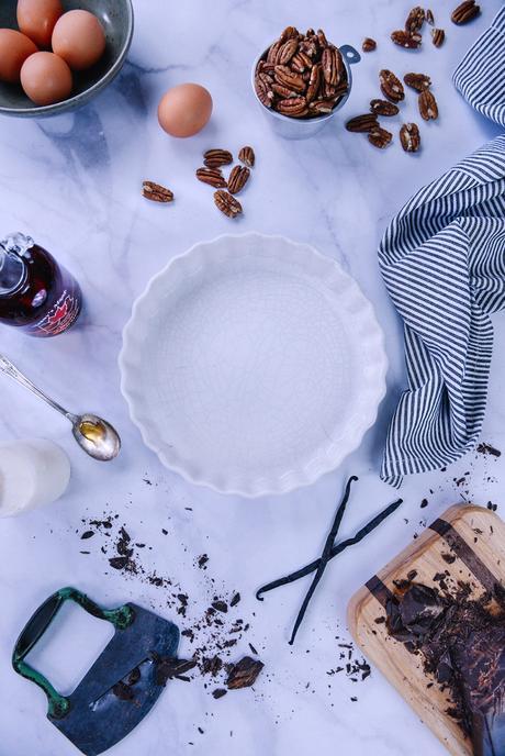 Whole Grain Chocolate Pecan Tart with Bourbon Whipped Crème Fraîche // www.WithTheGrains.com