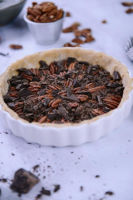 Whole Grain Chocolate Pecan Tart with Bourbon Whipped Crème Fraîche // www.WithTheGrains.com