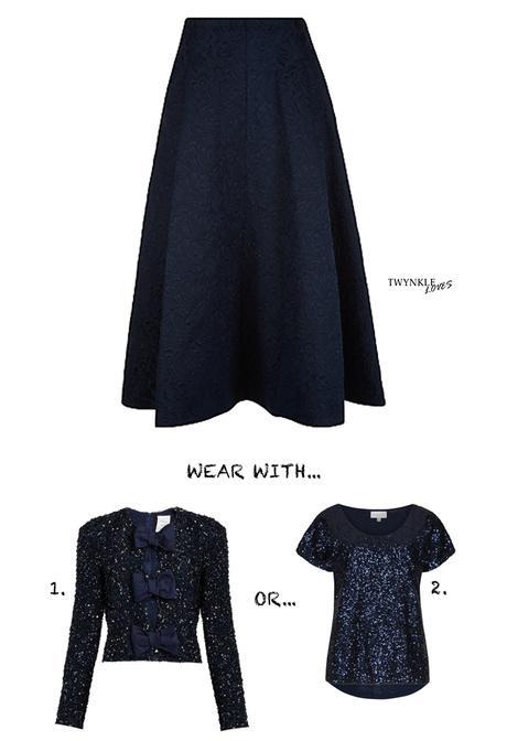 PICK OF THE DAY | MIDNIGHT BLUE FLORAL JACQUARD SKIRT
