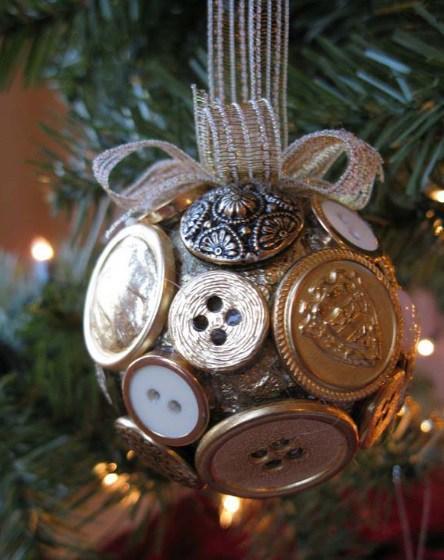 Buttons Recycled Into Christmas Tree Decorations