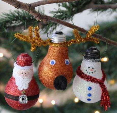 Broken Lightbulbs Recycled Into Christmas Tree Decorations