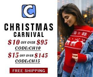 Christmas Carnival! $10 Off Over $95 Code:CH10! $15 Off Over $145 Code:CH15! Free Shipping!