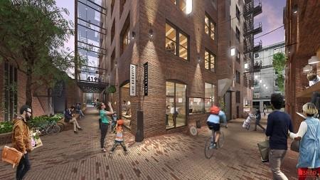 A new project in Seattle's Pioneer Square will activate the alley corridors between refurbished historic buildings for dining, entertainment and retail. Image courtesy of SHED Architecture + Design. (PRNewsFoto/Urban Villages Inc.)