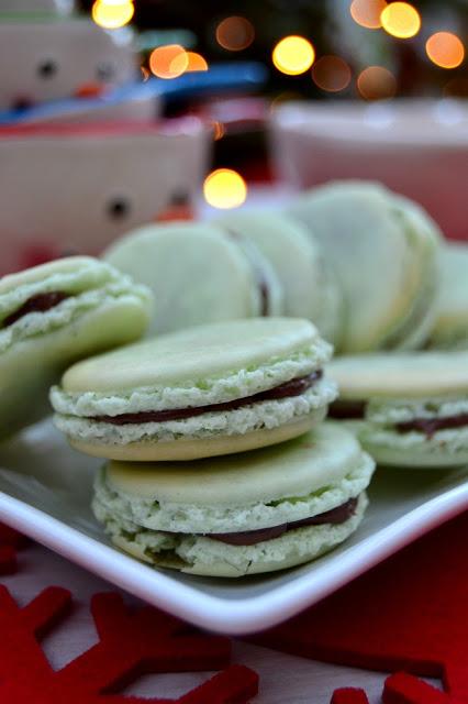 Chocolate mint flavor French macarons perfect for after dinner