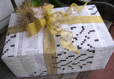 Gift Wrapped in Puzzle Book Pages
