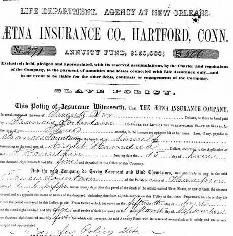 there existed slavery ! and insurance of slaves ! for the benefit of owners !!! dark age