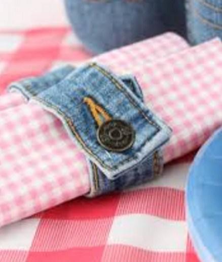Jeans Recycled into Napkin Rings