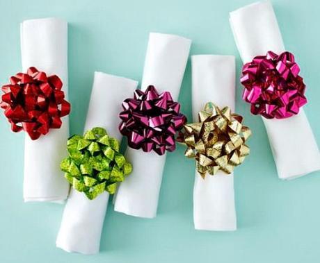 Gift Bows Turned into Napkin Rings