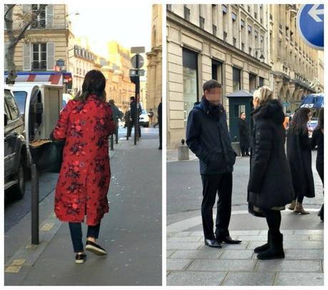 Style Spying In Paris a bright printed coat and ugg boots in Paris
