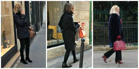 Style Spying In Paris Paris style: dark neutrals with colorful bag