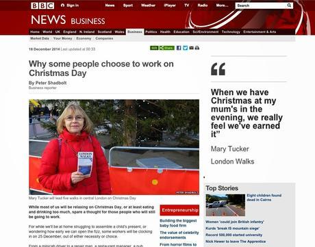 Mary #Christmas! LW's Mary Talks to the BBC About Leading London Walks on Christmas Day