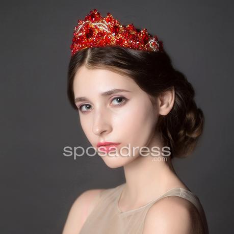 elegant red crystal tiara