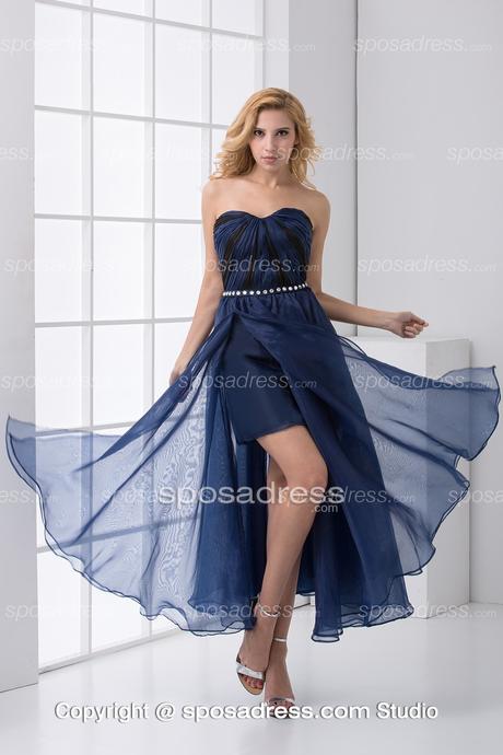 sweetheart navy blue cocktail dress with belt