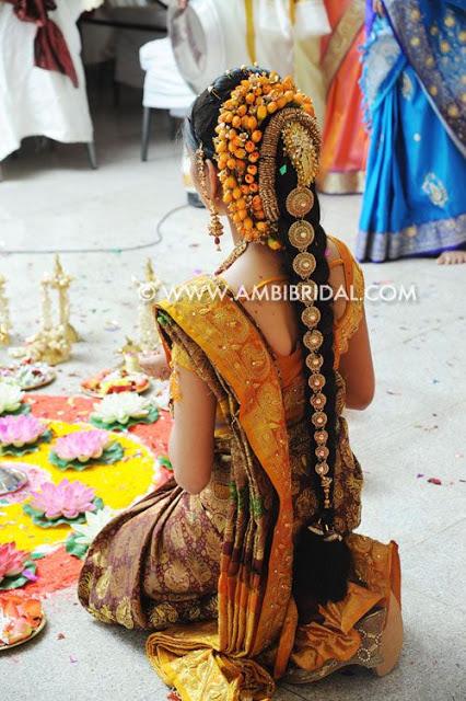 South indian bridal jade fir muhurtham look with goldplated jadebillae by  magixspa  Indian bridal hairstyles Bridal hairstyle indian wedding Bridal  hairdo