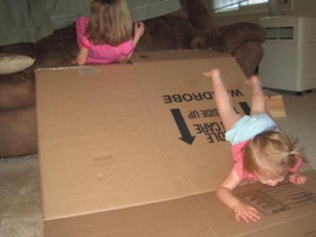 Cardboard Box Turned Into a Sofa Slide