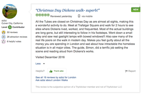 A London Walker Reviews #London Walks: “Christmas Day Dickens Walk – Superb!”