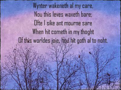 Winter awakeneth all my care