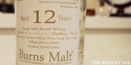 2002 Burns Malt Port Charlotte 12 years Label