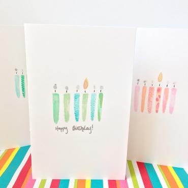 DIY Watercolor Birthday Candle Cards