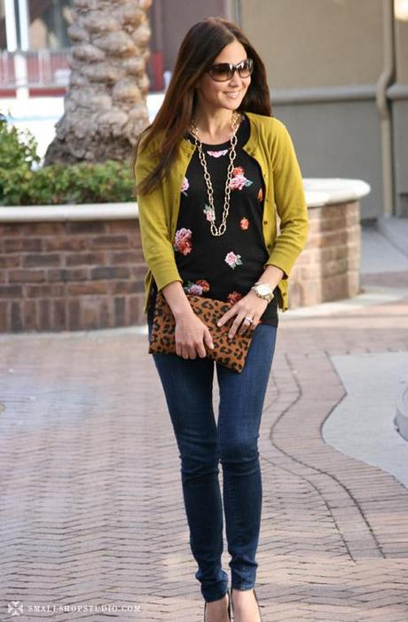 SPRING OUTFIT // Floral Tee, Cardi, Leopard