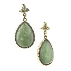 creamy jade green teardrop earrings