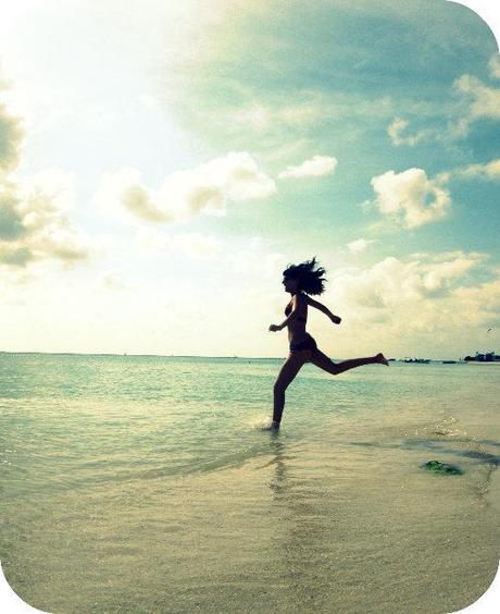 beach, blue, cute, girl, jump