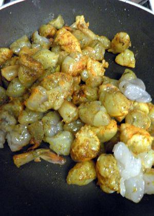 Curried Shrimp Devilled Eggs- Saute shrimp