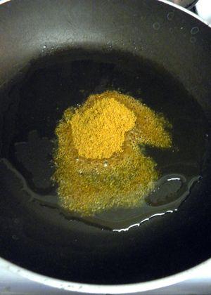 Curried Shrimp Devilled Eggs-Saute curry powder