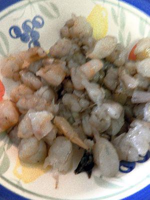 Curried Shrimp Devilled Eggs-Chop shrimp