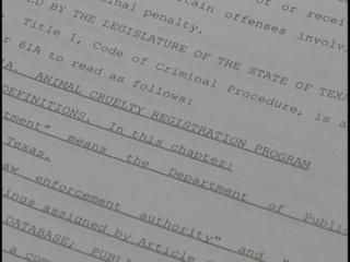 Texas draft of animal abuse registry law: image via newswest.com