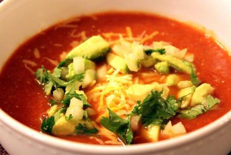 Vegetarian Tortilla Soup with Creative Toppings
